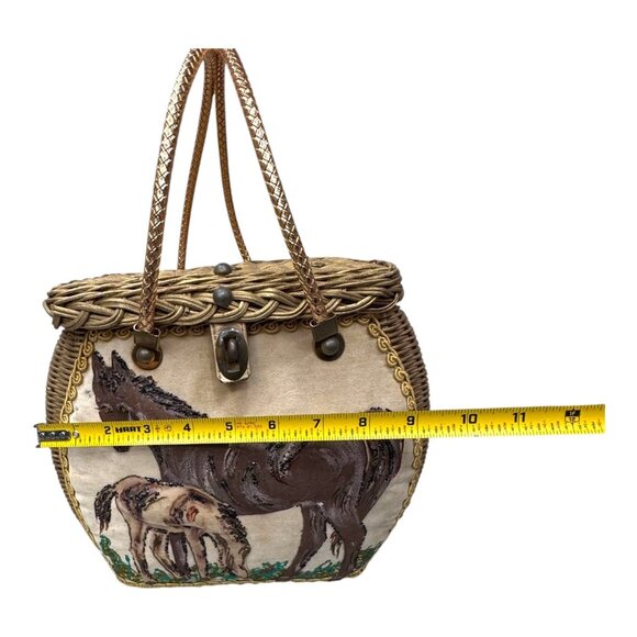 Vintage Midas Of Miami Artisan Horse Handbag Woven Wicker Equestrian Purse Gift - Picture 6 of 13